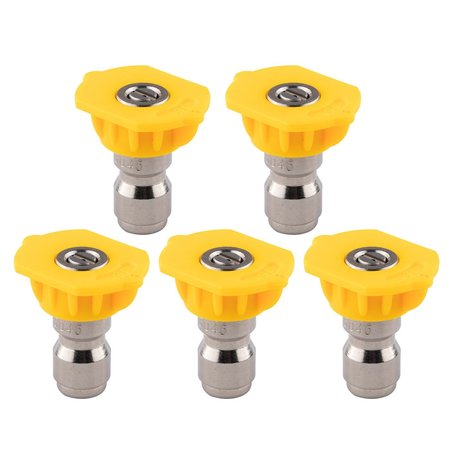 Clean Strike Pressure Washer Spray Nozzle Tips, 15-Degree Yellow, 1/4 Inch 5PK (4.5 Orifice) CS-1027